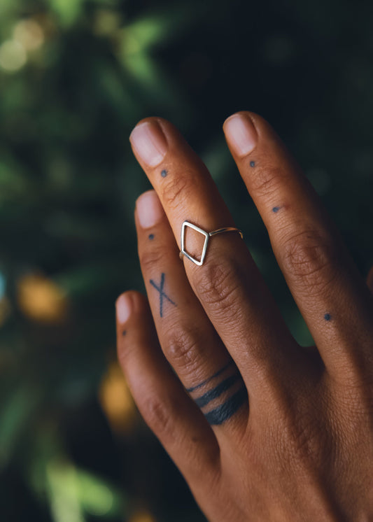 geometric ring silver minimal doti sutra indian jewellery small gift