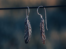 Load image into Gallery viewer, Feather dotisutra earrings silver handmade 