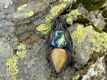 Load image into Gallery viewer, Wire-wrapped mystic jewellry from India combines the power of healing stones with natural metal elements. Handmade, unique, tree agate gemstone pendant. 