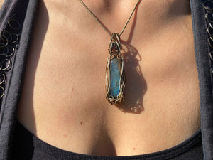 Labradorite - Smoky Quartz gemstone pendant doti sutra jewellery handmade