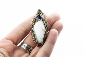 Handmade, wire wrap jewellery, unique pendant with Kyanite - Scolecite gemstone. Great gift for gemstone lovers 