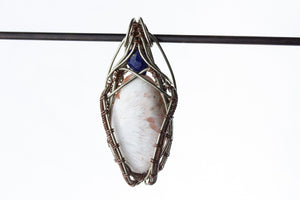Handmade, wire wrap jewellery, unique pendant with Kyanite - Scolecite gemstone. Great gift for gemstone lovers 