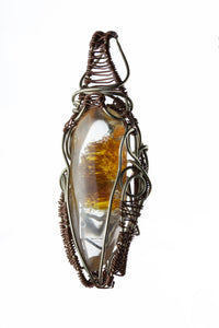 Wire-wrapped mystic jewellry from India combines the power of healing stones with natural metal elements. Handmade, unique, tree agate gemstone pendant. 