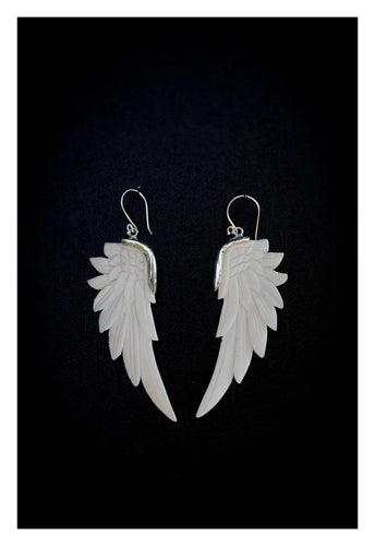 Bali White Wings Earrings