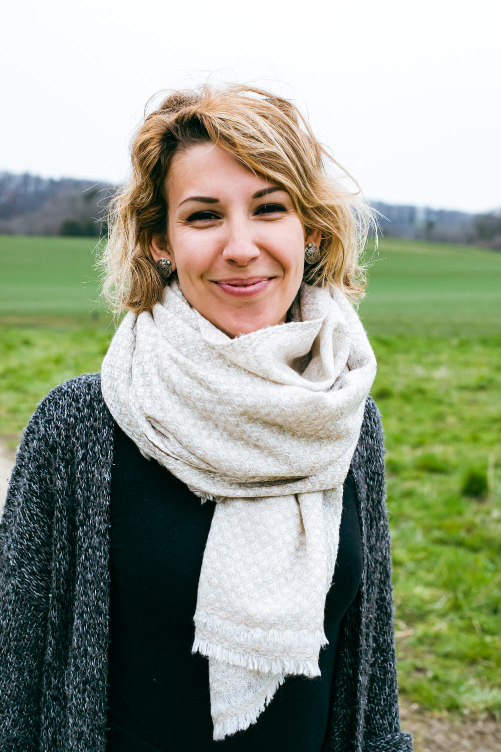 Soft,light beige, and fashionable, handmade Wool Shawl doti sutra gift for her switzerland 