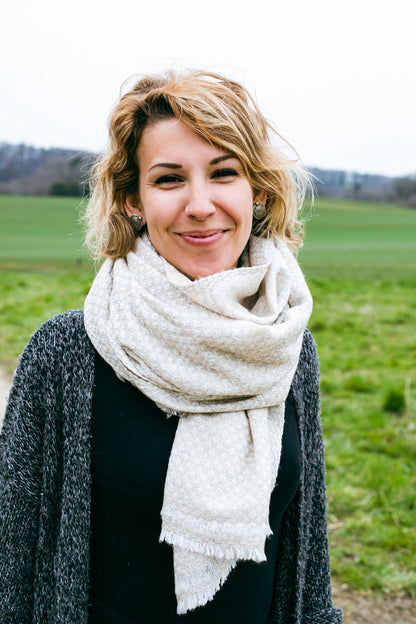 Soft,light beige, and fashionable, handmade Wool Shawl doti sutra gift for her switzerland 