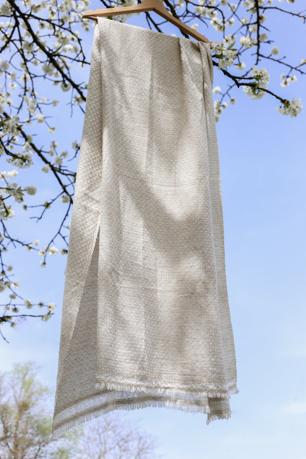 Soft,light beige, and fashionable, handmade Wool Shawl doti sutra gift for her switzerland 